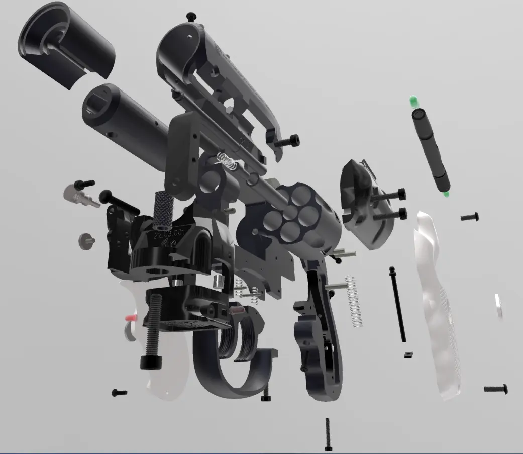 Snub Nosed Version of The Blade Runner Blaster Exploded Diagram