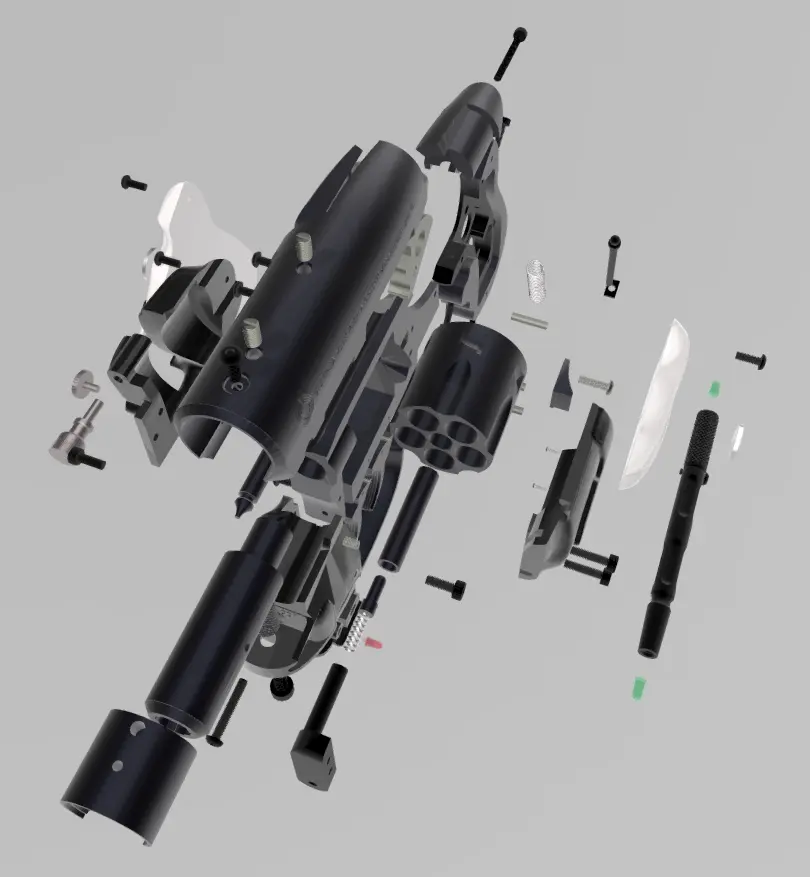 Snub Nosed Version of The Blade Runner Blaster Exploded View
