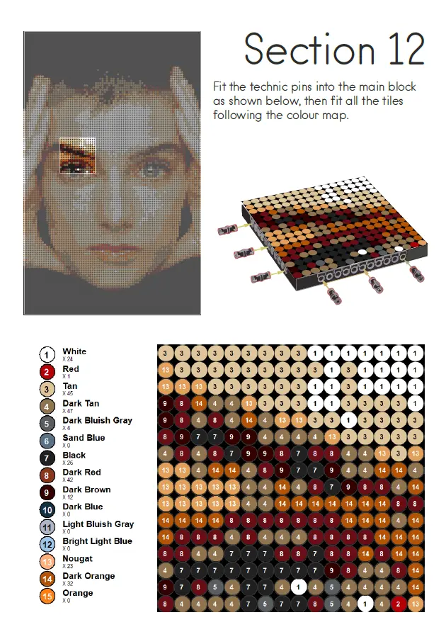 Sinead O'Connor Pixel Art Instructions